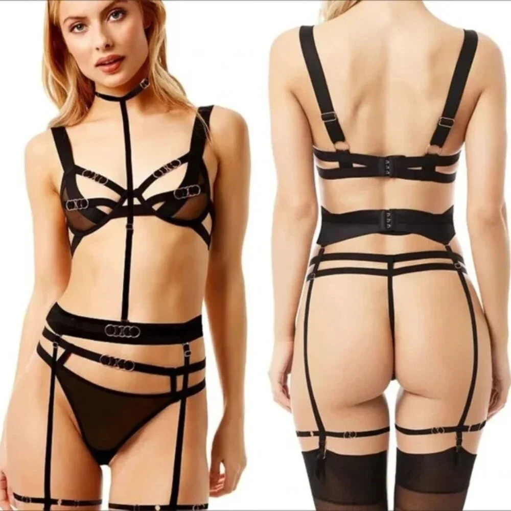 New! Bluebella Black Harness choker Garter Size Medium 38787